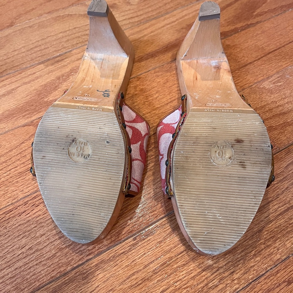 Rare Vintage Coach Wooden Sandals Size 10 - Picture 6 of 8